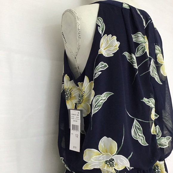 NWT - ROBBIE BEE WOMEN CLASSIC ROYAL BLUE AND FLORAL MAXI DRESS SIZE 12 - Picture 6 of 9